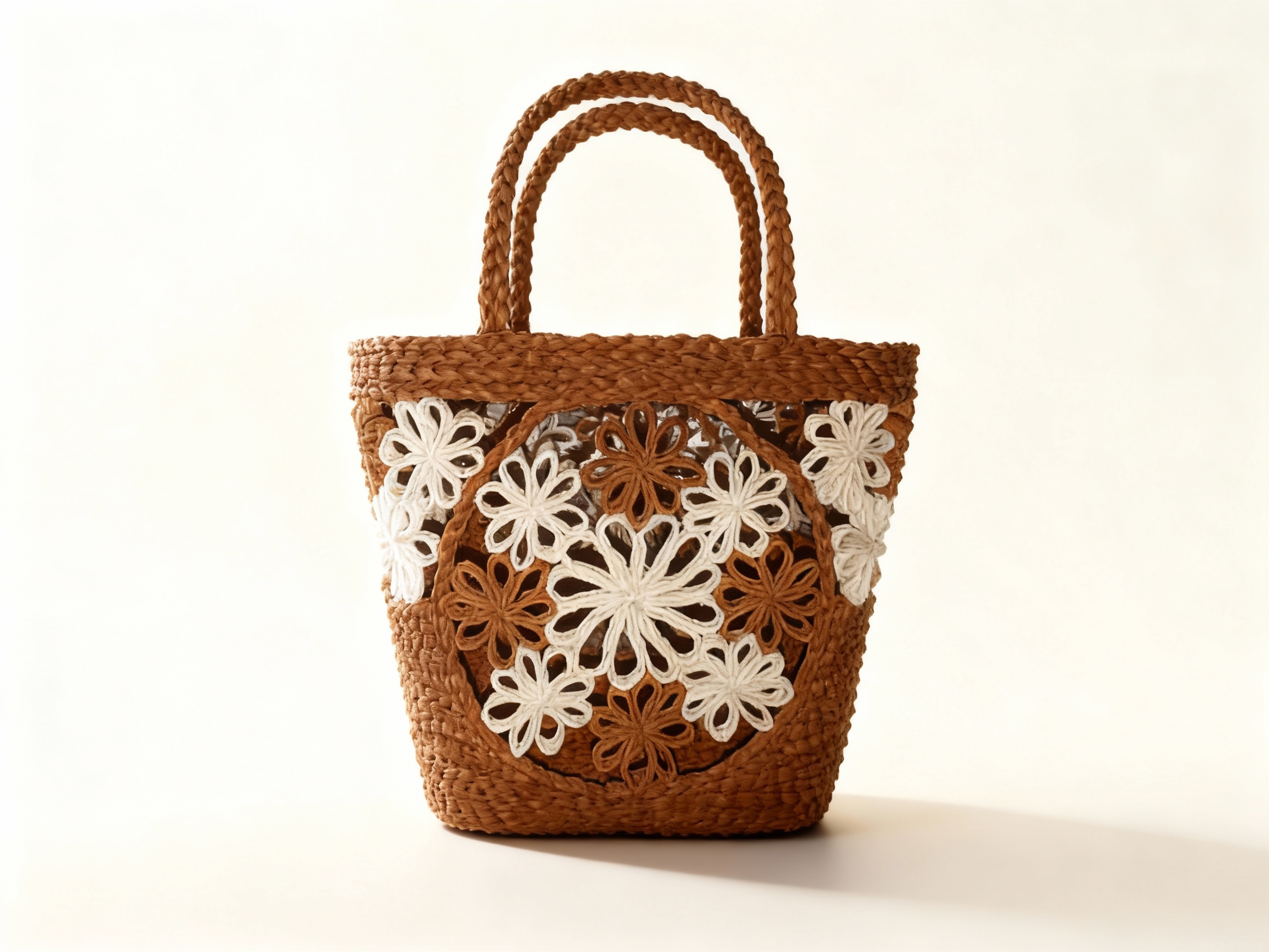 Panier malgache artisanal macramé marron