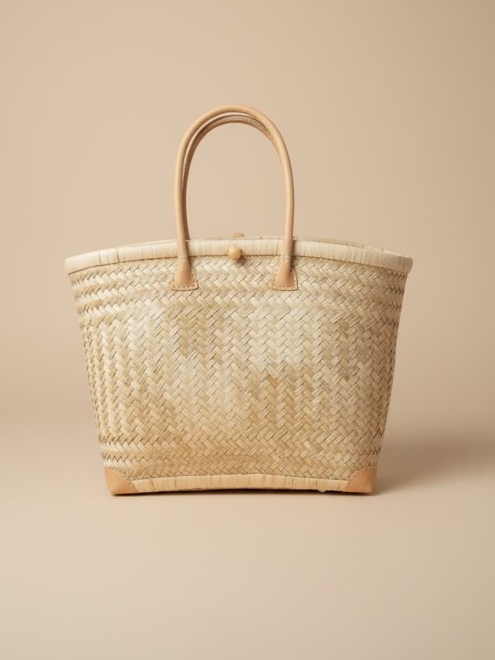 Panier traditionnel aravola paille naturel courses