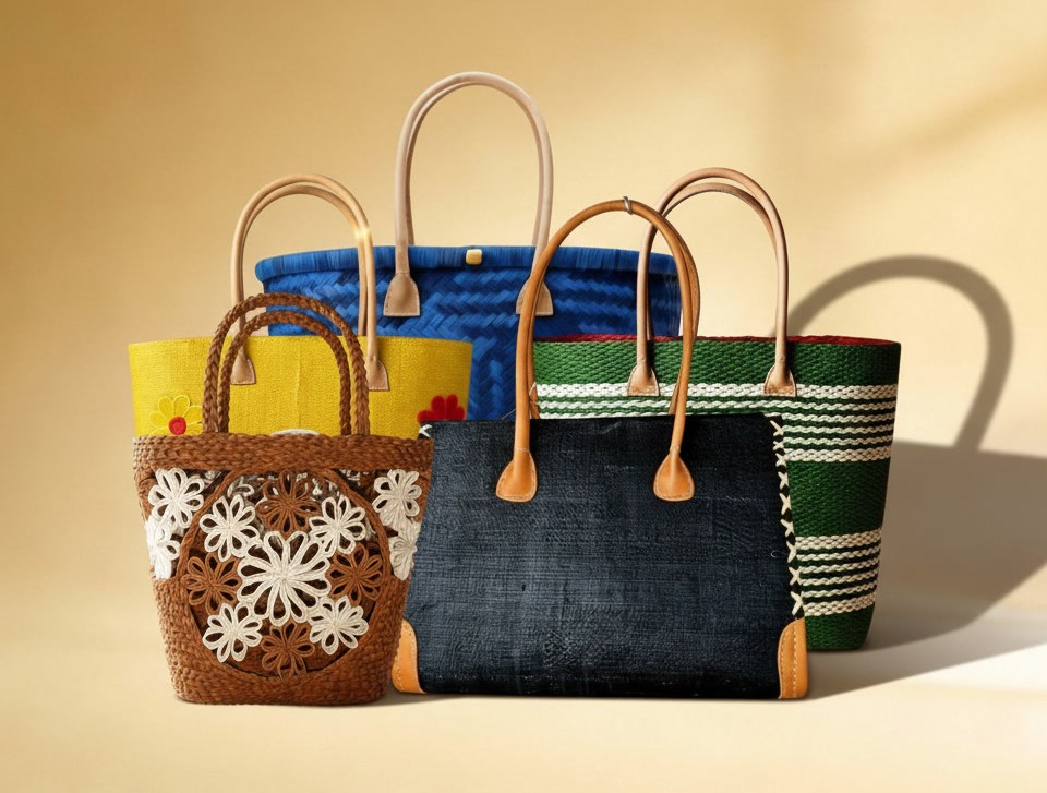 Collection de paniers malgaches artisanaux en raphia et rabane - Grossiste Madagascar