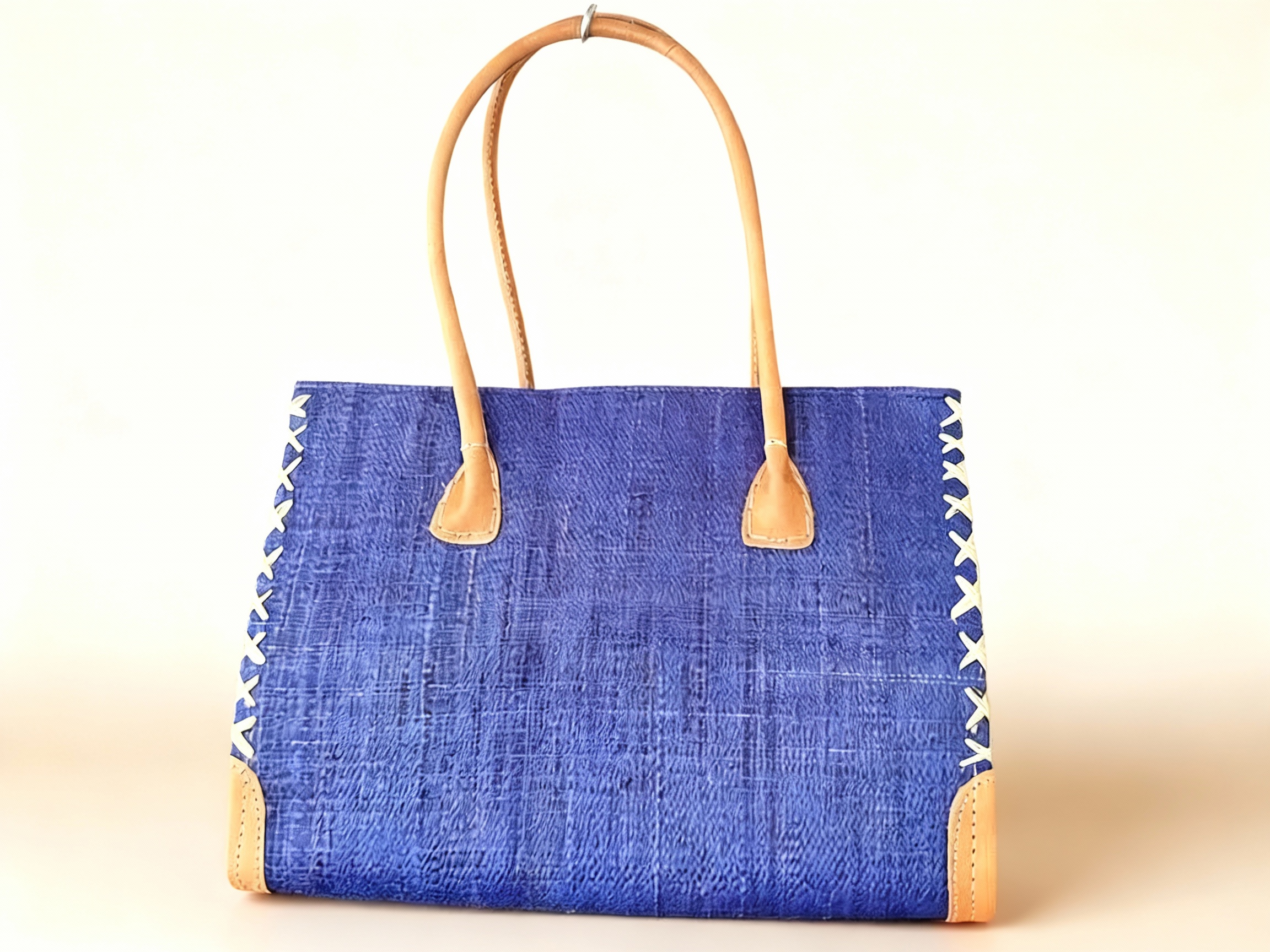 Panier rabane femme bleu courses
