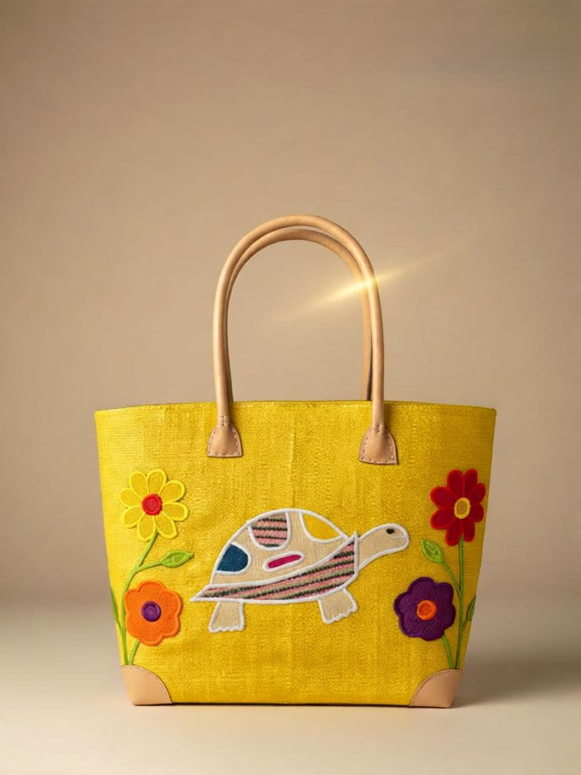 Panier madagascar plage jaune tortue fleur