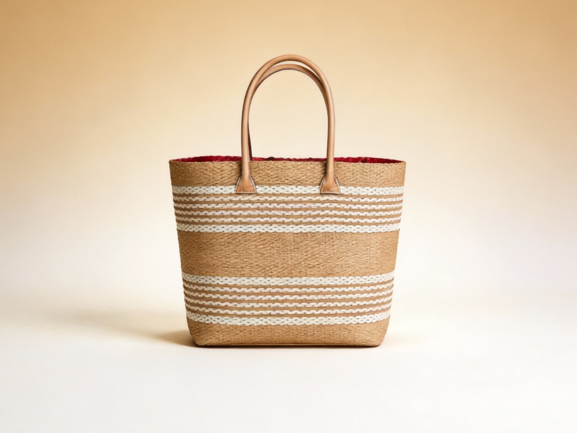 Panier sisal cuir beige porté épaule