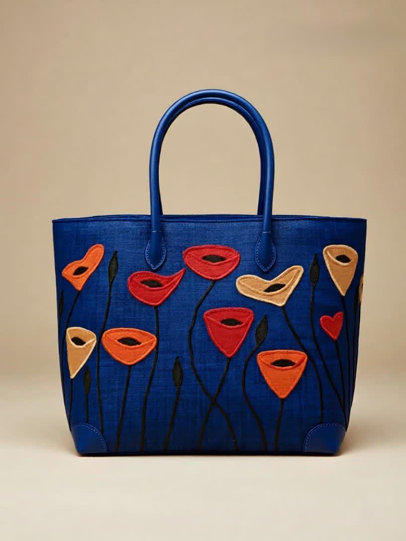 Panier forme tulipe bleu artisanat Madagascar