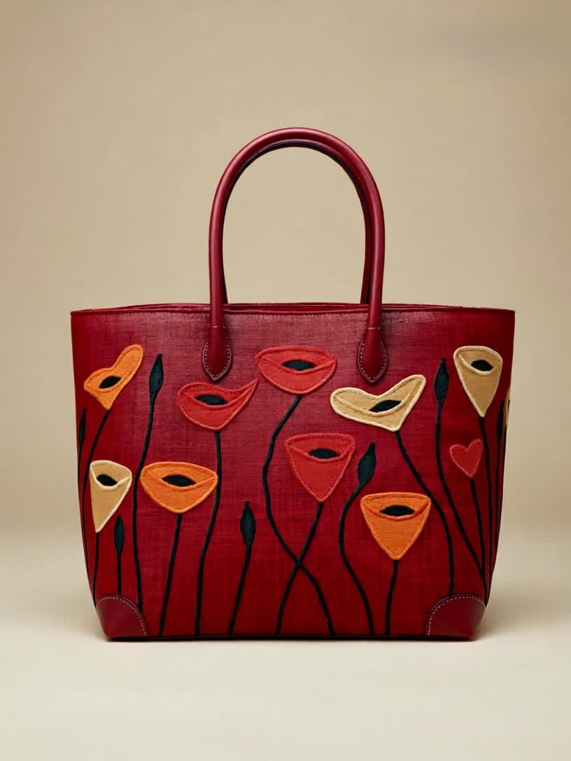 Panier tulipe madagascar rouge vannerie