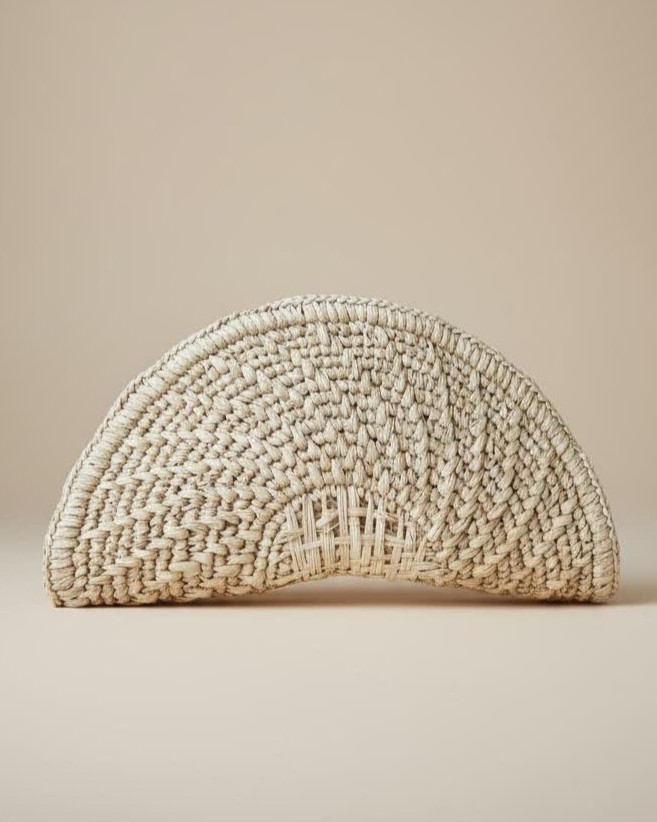 Pochette main raphia blanc mariage et soirée