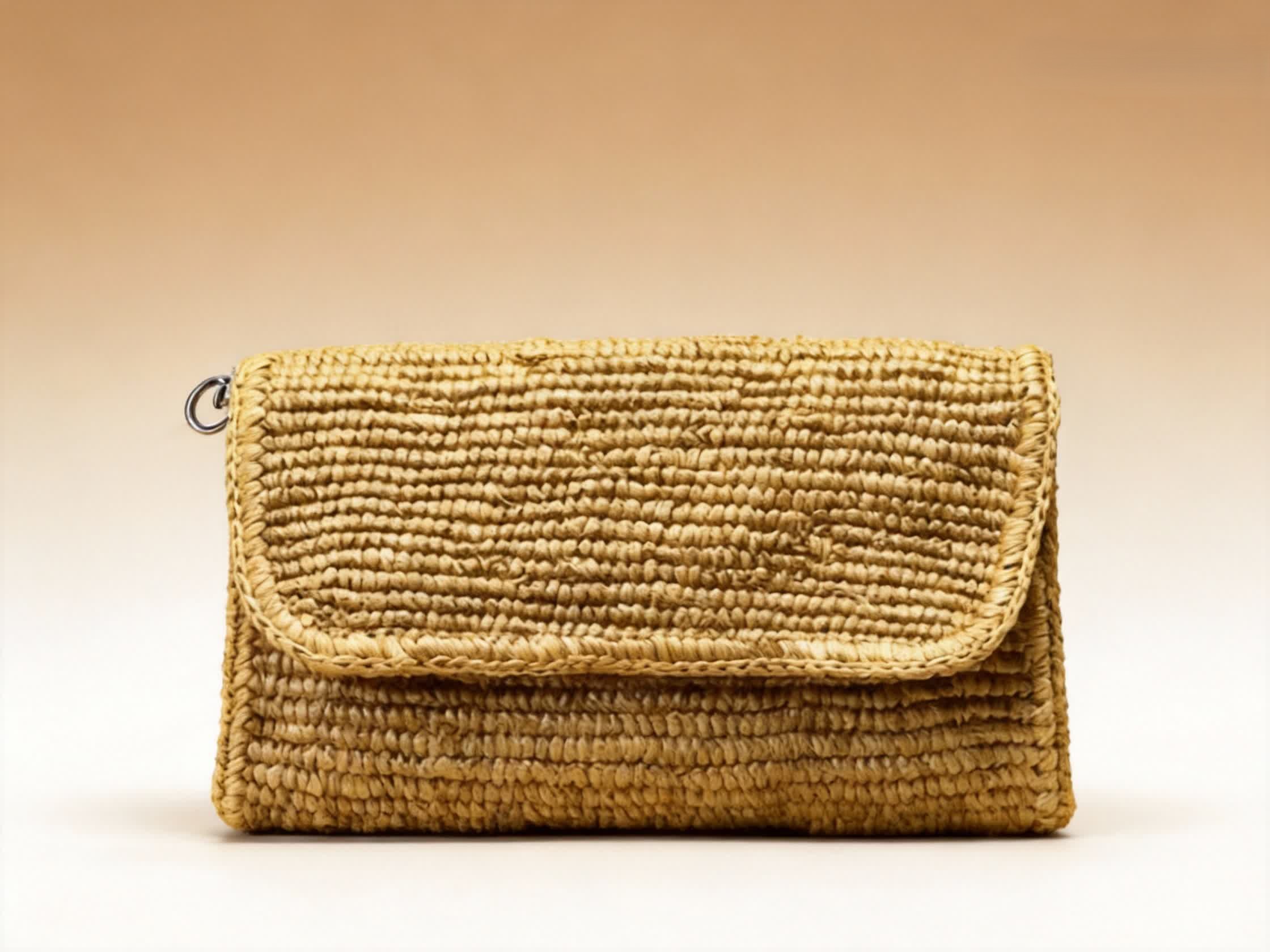Pochette rectangulaire raphia jaune grand format
