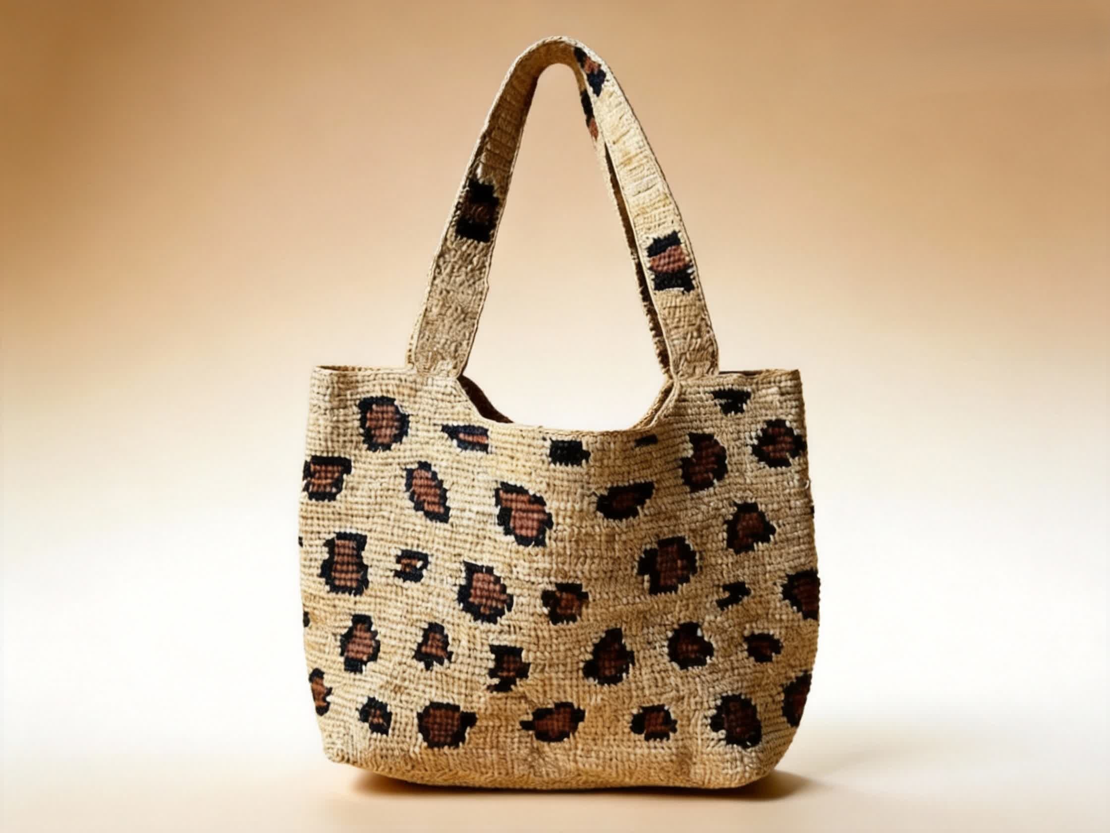 Sac cabas raphia crochet motif girafe artisanat Madagascar