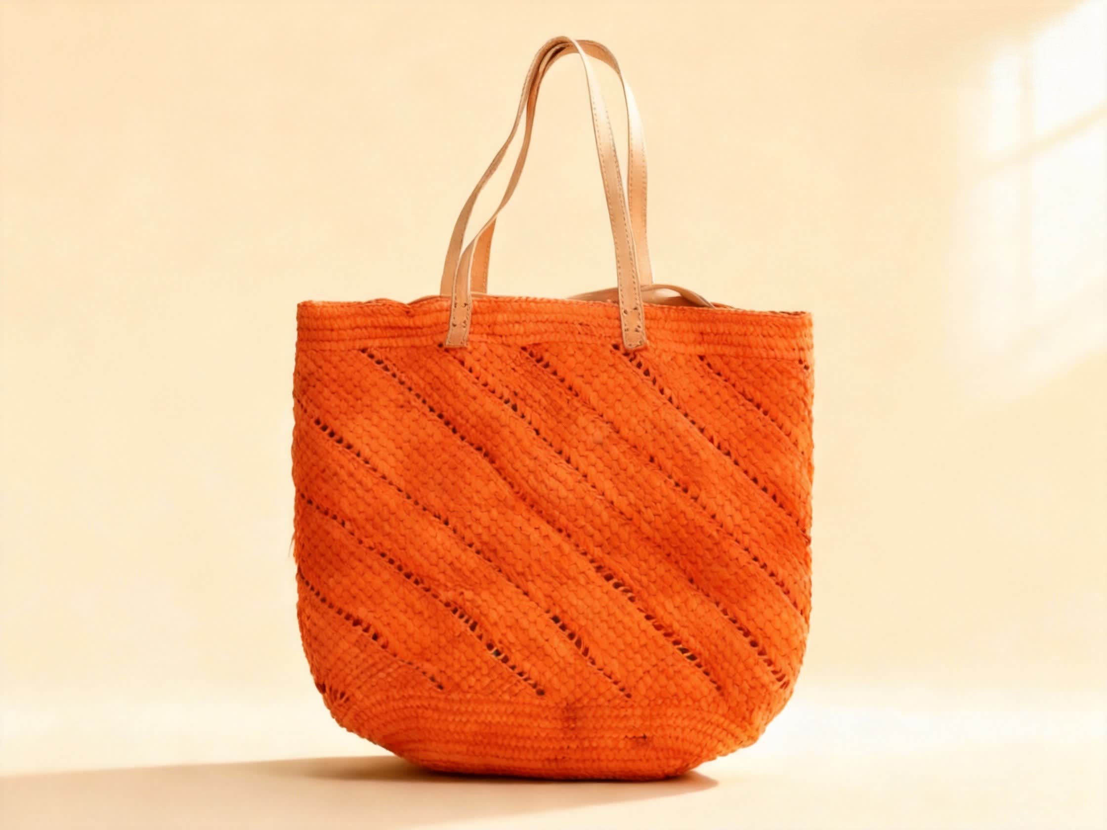 Sac tote bag raphia xxl orange plage